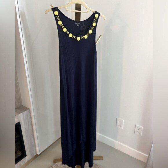 Navy Kensie Dress with Yellow Beading - Picture 5 of 8